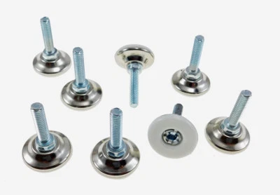 8 Pack Monaco 1/4-20 Non-Swivel W/Hex White Nylon Base Leveler MONO-30