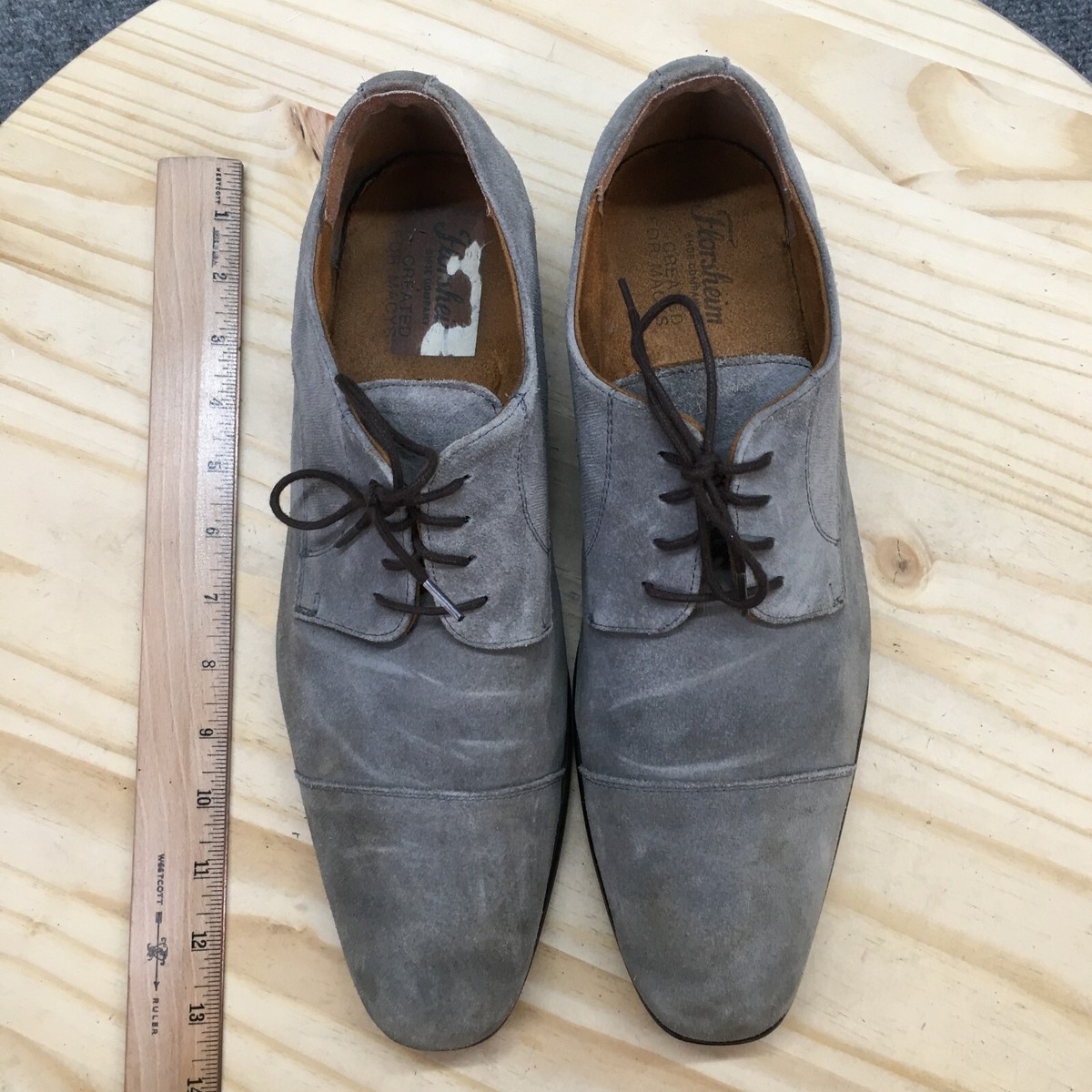 Florsheim Men\'s Dress Shoes Sz 12 Angelo Cap-Toe Oxfords Lace-Up Grey Suede Florsheim Dress Shoes Mens 12 D Oxford Gray Suede Round Toe  main image 3