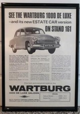 gerahmt original Oldtimer Anzeige für Wartburg 1000 De Luxe von 1966