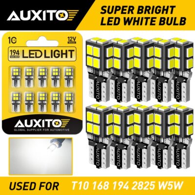 20-Pack AUXITO T10 168 194 LED Bulbs - 6000K White Interior, License Plate, Marker Lights - View #5