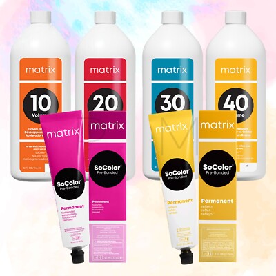 MATRIX SoColor Pre-Bonded Permanent Hair Color 3 oz or Developer (Choose Yours)