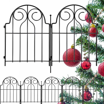 Decorative Garden Fence, 19 Panels No Dig Metal Fencing 21Ft(L) × 22In(H) Animal