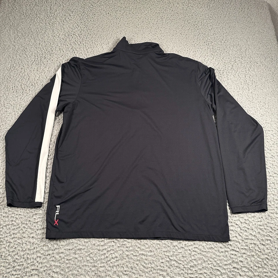 Camisa de golfe masculina RLX Ralph Lauren 1/4 zíper GG preta pulôver desempenho elástico - Imagem 4 de 4