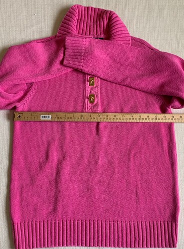 Ralph Lauren Womens Fuchsia Sweater 100% Cotton Gold Twist Lock Button XL - Picture 5 of 10
