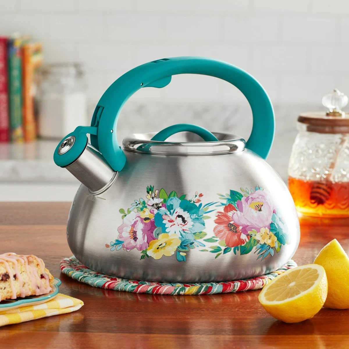 The Pioneer Woman Sweet Romance Stainless Steel Whistling Tea