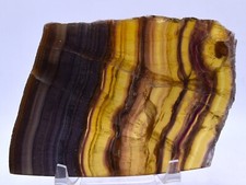 4.4" Golden Orange Layered Fluorite Slab Polished Gemstone Mineral - Madagascar