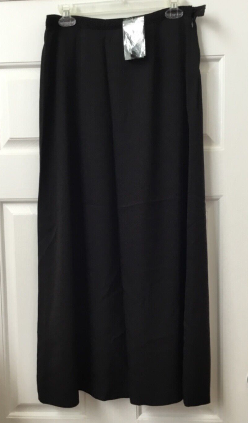 NWT Laura Ashley Skirt Long Solid Black Acetate-Poly Side Zip Size Sz 10 (UK 14)