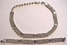 VINTAGE WEISS SIGNED CLEAR RHINESTONE NECKLACE & BRACELET