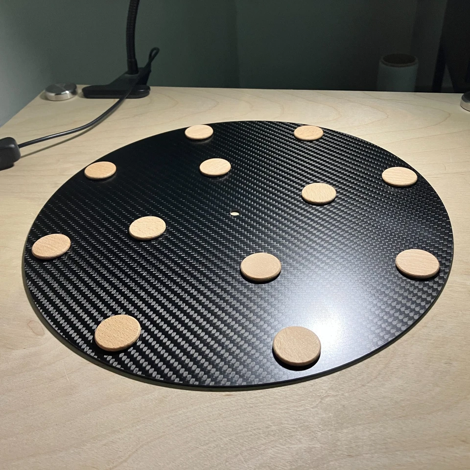 Alfombra giratoria madera + fibra de carbono para Garrard 301 401 Micro Seiki Foto 2 de 3