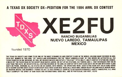 Tamaulipas Mexico XE2FU QSL Radio Postcard