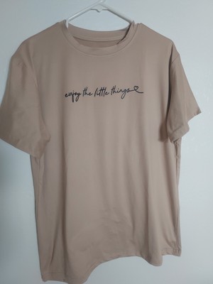XL 12 Enjoy The Little Things Print TShirt Short Sleeve Crew Neck Casual Top
