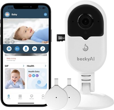 beckyAI Smart Baby Monitor with Sleep & Breathing Tracking, 2K Secure Wifi