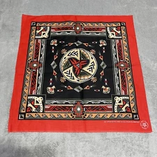 Vintage Wamcraft Bandana Made USA Southwest Aztec Native Print Birds RED