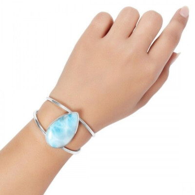 Good Looking Larimar Gemstone 925 Sterling Silver Handmade