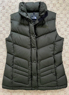 The North Face Womens Nuptse II 700 Goose Down Olive Green Puffer Vest  Small