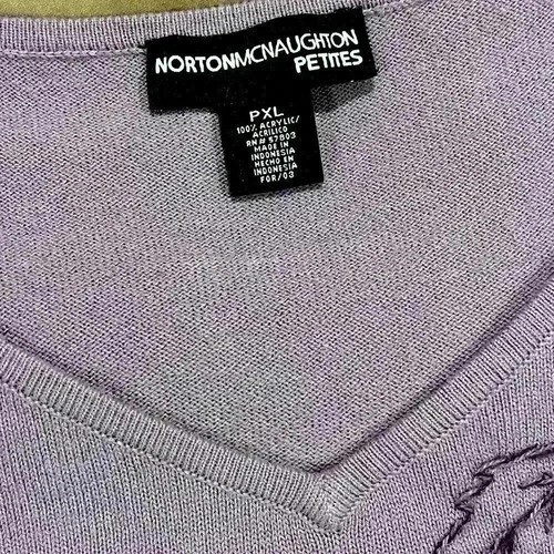 Norton Mcnaughton Petites Embroidered Floral 3/4 Sleeve Purple Sweater Size PXL - Picture 4 of 4