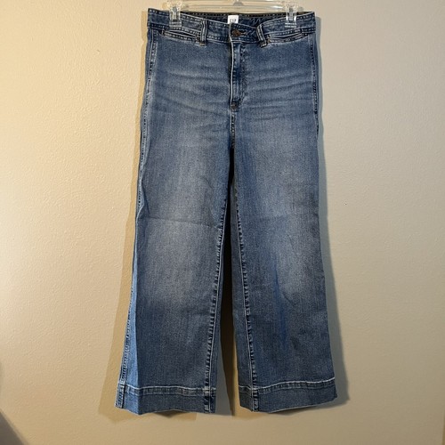 gap high rise wide leg crop medium wash 