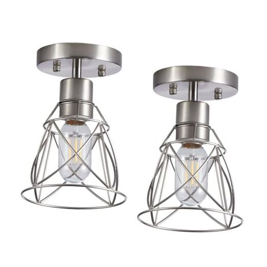 Semi Flush Mount Ceiling Light Ceiling Light, 1 1 Light(2 PACK) Brushed Nickel