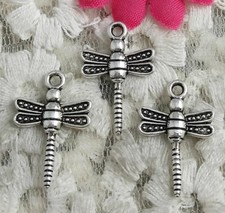 Free Ship 100 pcs Antique silver dragonfly charms 22x14mm H-3652