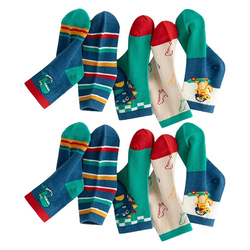 5 Pairs Kids Socks Cute Cartoon Dinosaur Children Socks Breathable Mid Calf - Picture 24 of 27