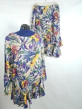 Vtg A.C. Sport women's 2 Piece Blouse Top Tiered Skirt separates Size 10W W05