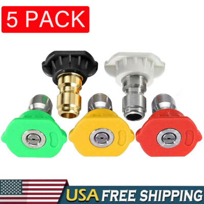 5pcs Pressure Washer Spray Tips Nozzles High Power Kit Quick Connect 1/4'' Set