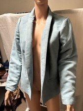 Chico's Size 2 Open Front Faux Suede Velour Blue/Teal Blazer Jacket Mint Cond.