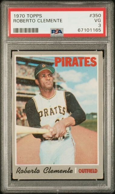 1970 Topps ROBERTO CLEMENTE Pittsburgh Pirates #350 PSA 3 VG HOF