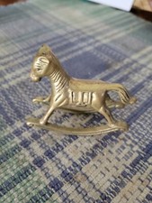 Brass Bronze Rocking Horse Metal Folk Art Small Antique Vintage