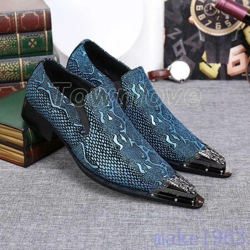 Herren Leder Formell Halbschuhe Schuhe Slipper Elegant Metall Spitz zulaufend Hochzeit Neu - Bild 11 von 13