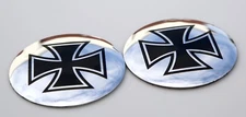 2x 3D Metal Maltese Cross Sticker Decal Emblem 2.2" DOME SHAPE