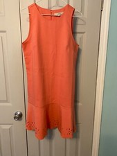 Loft Sleeveless Spring/Summer Dress with Cutouts in Hemline Peach