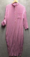 Shein Dress Size M Pink Crinkle MIDI Side Splits Roll Tab Sleeve