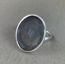 Sterling Silver Ring Blank 15 x 20 mm Oval Bezel Cabochon Adjustable Finding