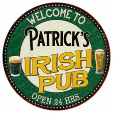 Patrick's Irish Pub Round Metal Sign Kitchen Bar Wall D cor 100140036426