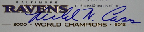 BALTIMORE RAVENS RICHARD DICK CASS SIGNED BUSINESS CARD PSA DNA GUARANTEE AUTO - Picture 2 of 2