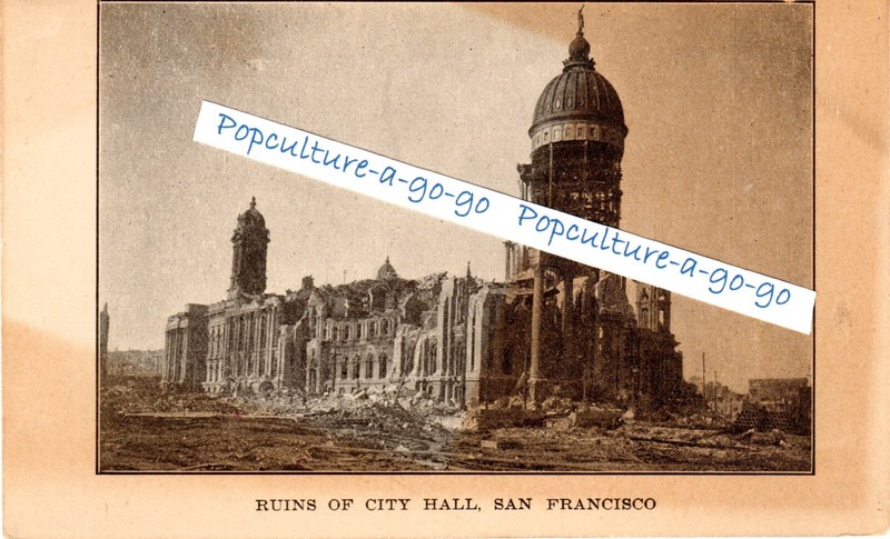 San Francisco Earthquake - City Hall in ruin! Dramatic image  unposted 1906 card