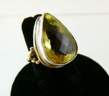 Sterling Silver Faceted Pear Cut Citrine Ring 925 Size 6 Weighs 11.8 Grams