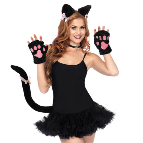 Lolita Headband Faux Fur Cats Ears and Tail Sets Plushly Animals Cosplay Props