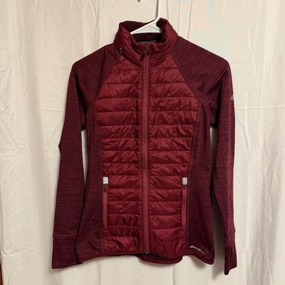 Eddie Bauer Polartec Burgundy Hooded Active Jacket Womens XS Full Zip Pockets