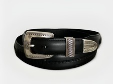 Onyx by Brighton Men's Black Braided Belt Silver Buckle Adjustable Size 48