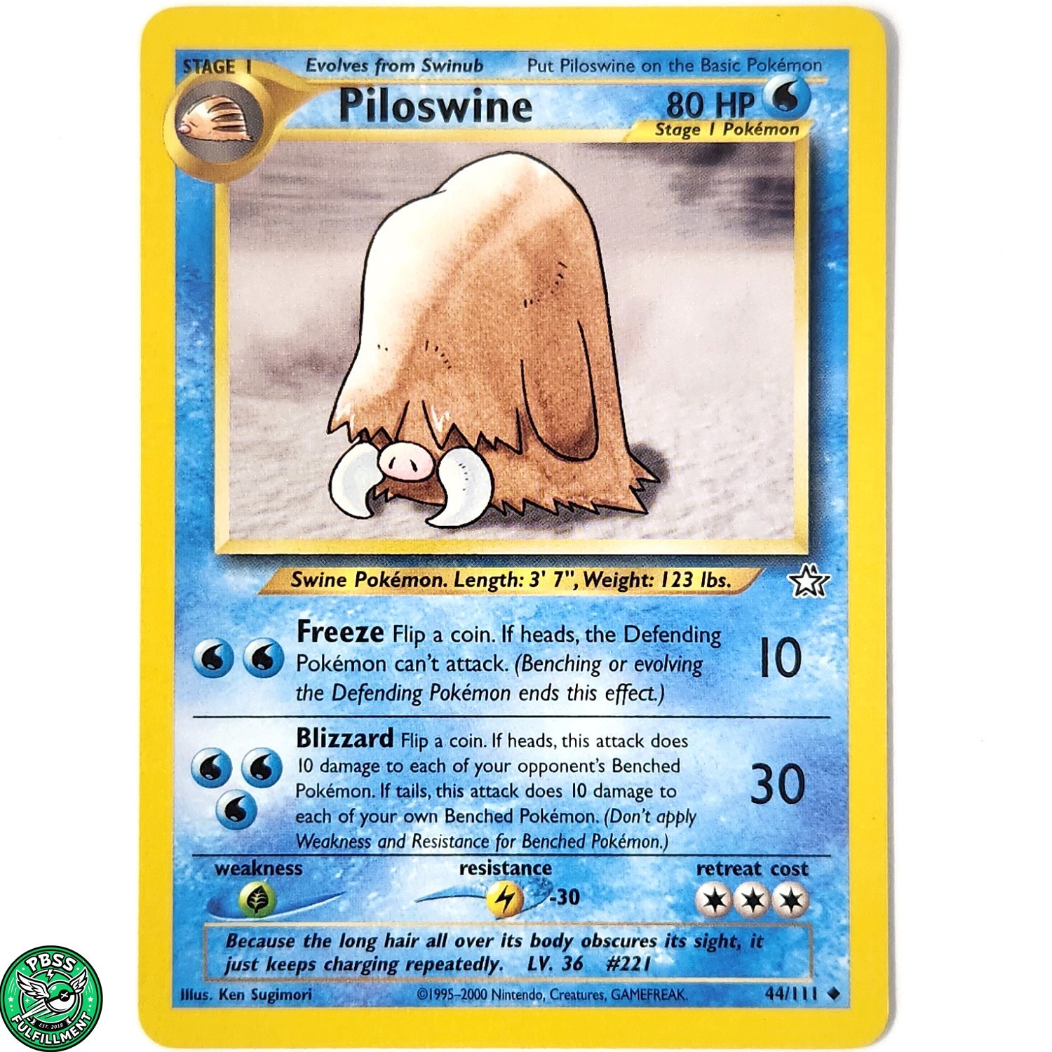 Pokemon TCG Piloswine 44/111 Neo Genesis Unlimited NM Near Mint