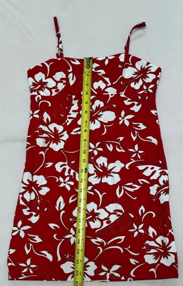 Vestido havaiano feminino Hilo Hattie sem mangas comprimento do joelho floral vermelho tamanho G - Imagem 4 de 4