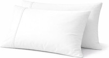 100 Organic Cotton King Pillowcases, 600 TC Sateen, Set of 2, White