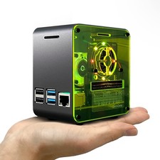 Aluminum Mini Tower Case with Cooling Fan  RGB Color Changing for 4-Bit Single