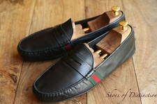 Gucci Black Leather Ribbon Bit Loafers Shoes Men's UK 11.5 US 12.5 EU 45.5