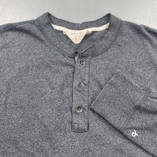 Rag & Bone Shirt Men Large Henley Long Sleeve Cotton Poly Graphite Casual Preppy