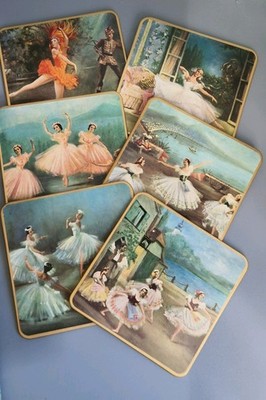 Vintage Ballerina Ballett Win-El-Ware Getränk Untersetzer oder Matten 6er Set mit Etui