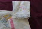 Lot of 5 vtg ladies lady hankies, hankys variety embroidery lace cutwork paint — photo 3