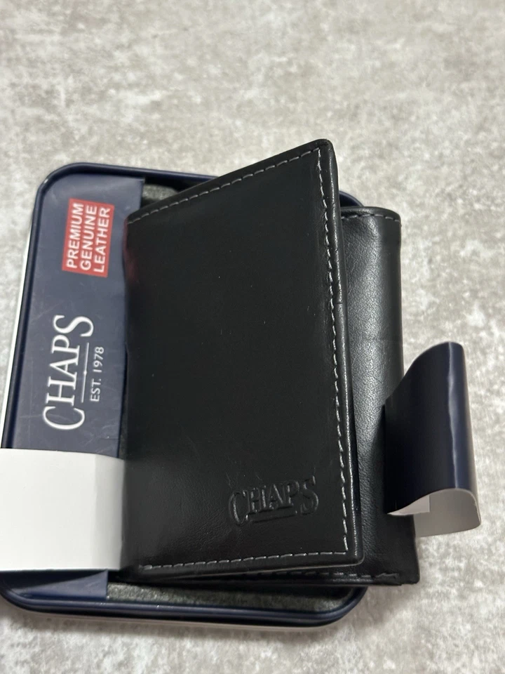 Cartera triple RFID de cuero genuino CHAPS para hombre con caja de regalo Foto 2 de 4